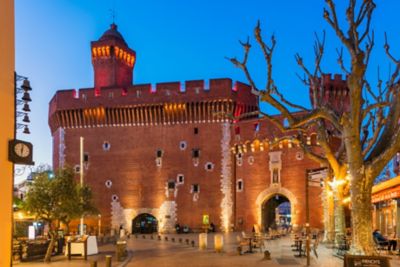 Le Castillet, an imposing medieval gateway tower in Perpignan