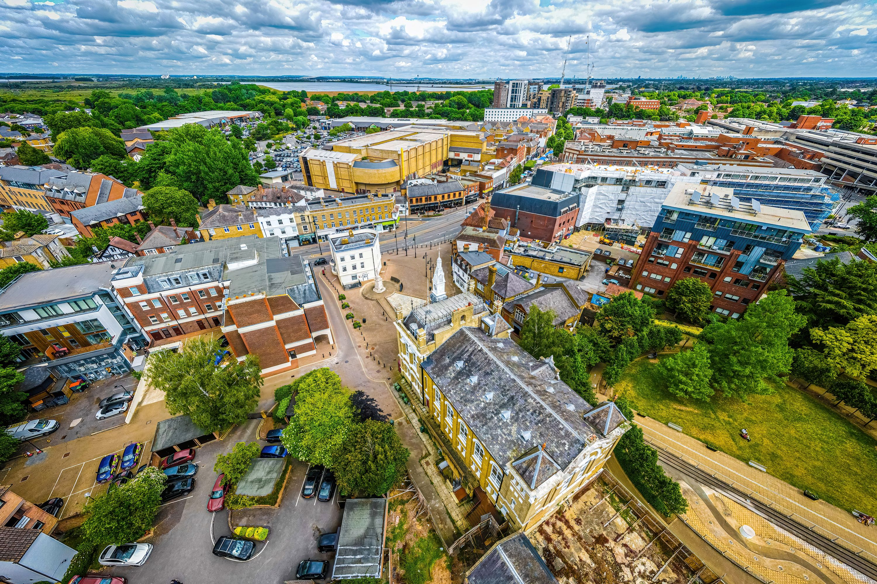 Aerial View of Staines-upon-Thames Town Centre