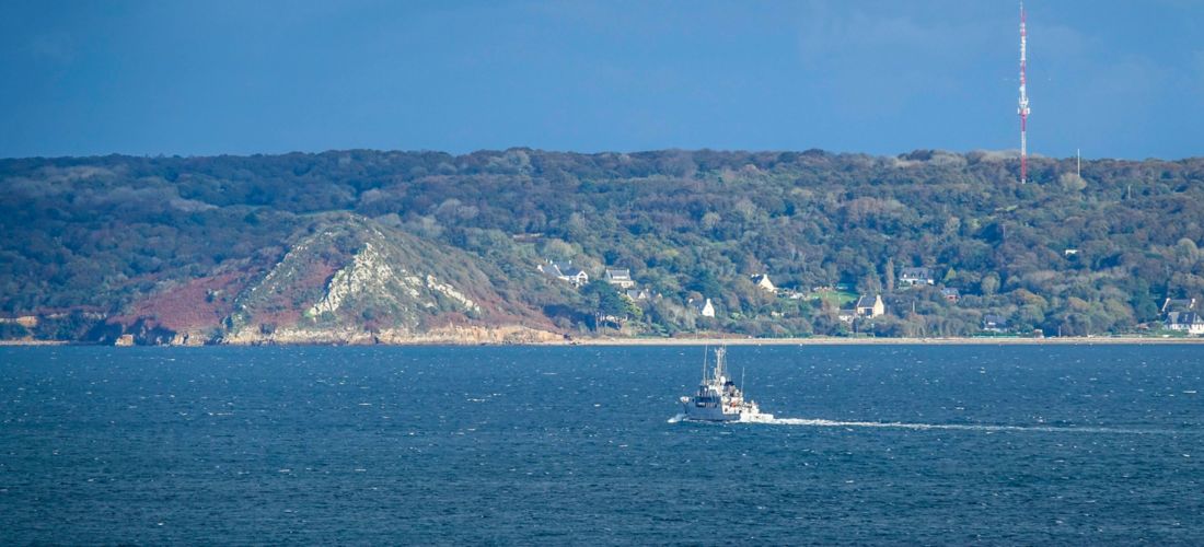 French Navy Ship off the Plougastel-Daoulas Peninsula, Brittany