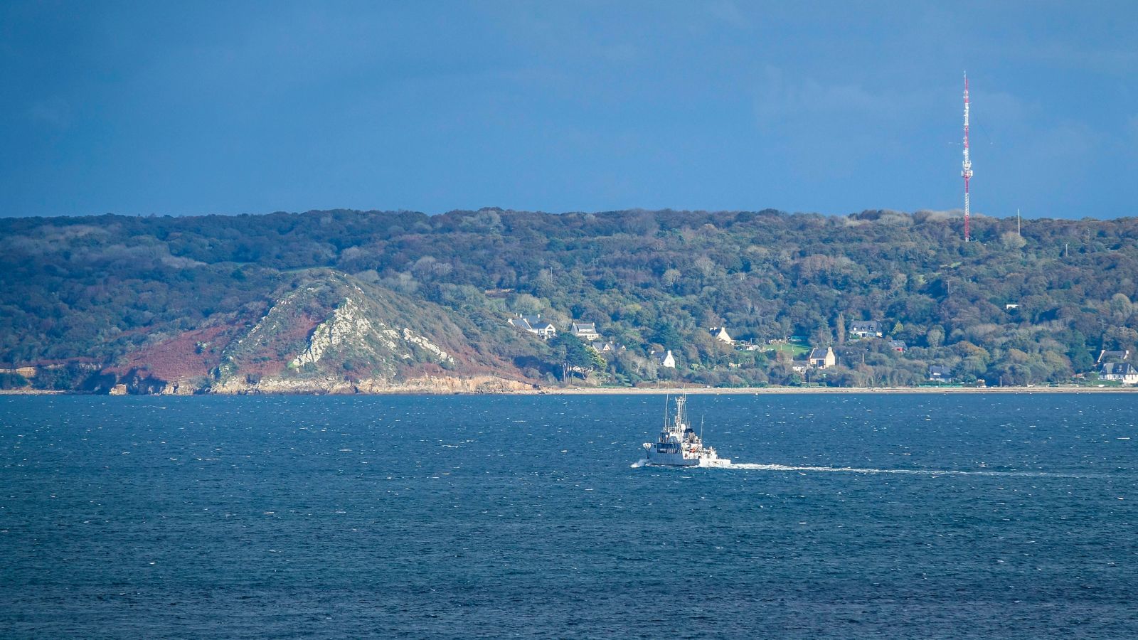 French Navy Ship off the Plougastel-Daoulas Peninsula, Brittany
