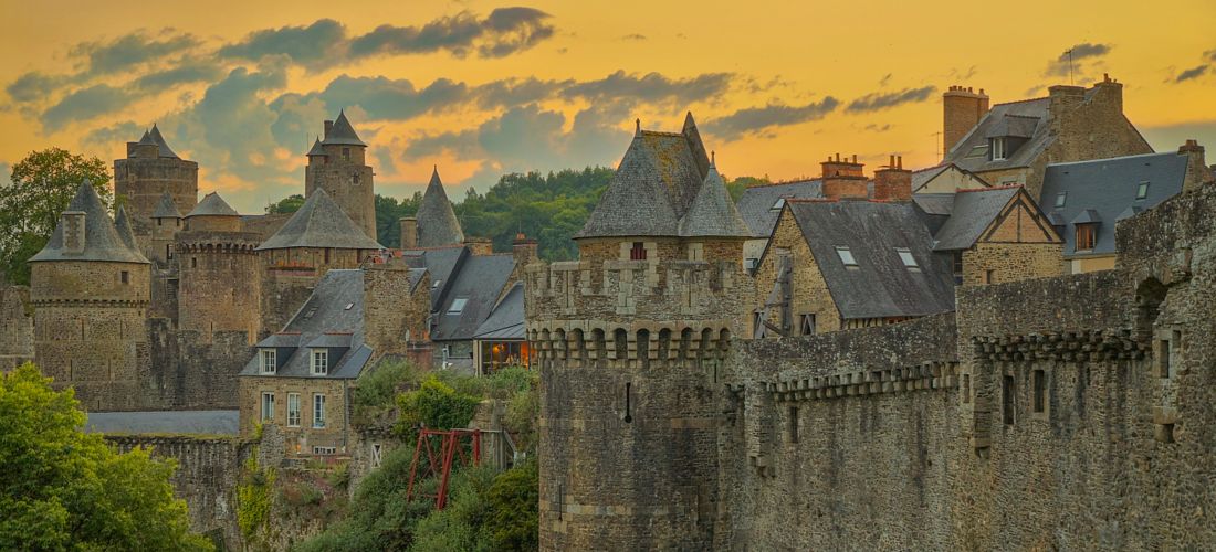 Sunset over Fougères Castle, Brittany