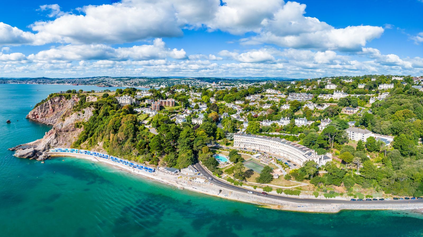 Scenic Panorama of Meadfoot Beach and Coastline in Torquay