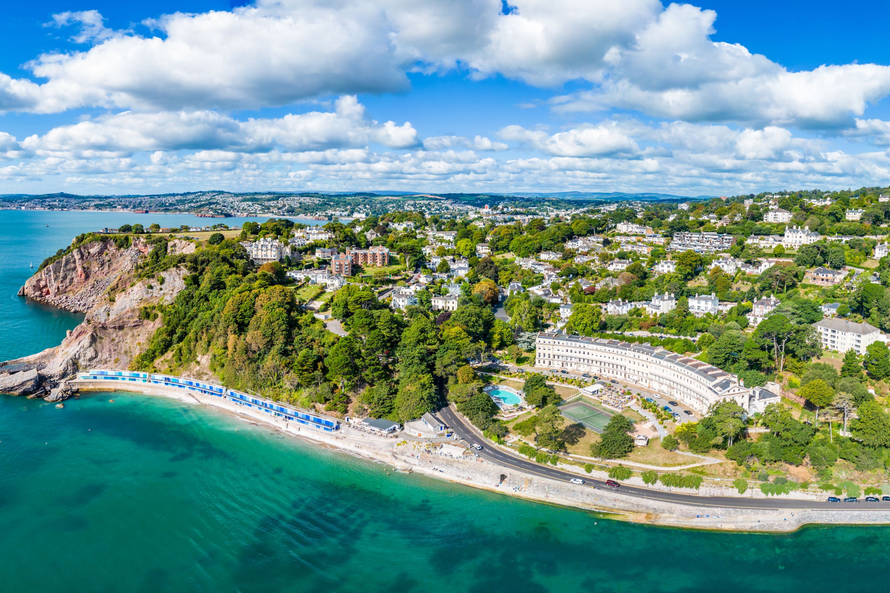 Scenic Panorama of Meadfoot Beach and Coastline in Torquay