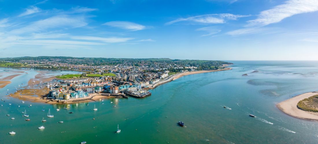 Sunny Exmouth Seafront Panorama in Devon