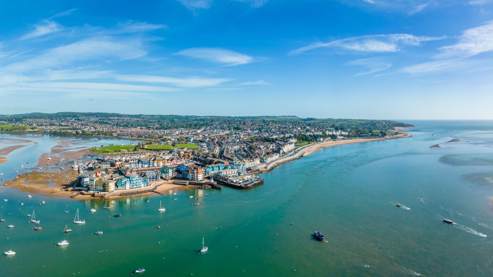 Sunny Exmouth Seafront Panorama in Devon