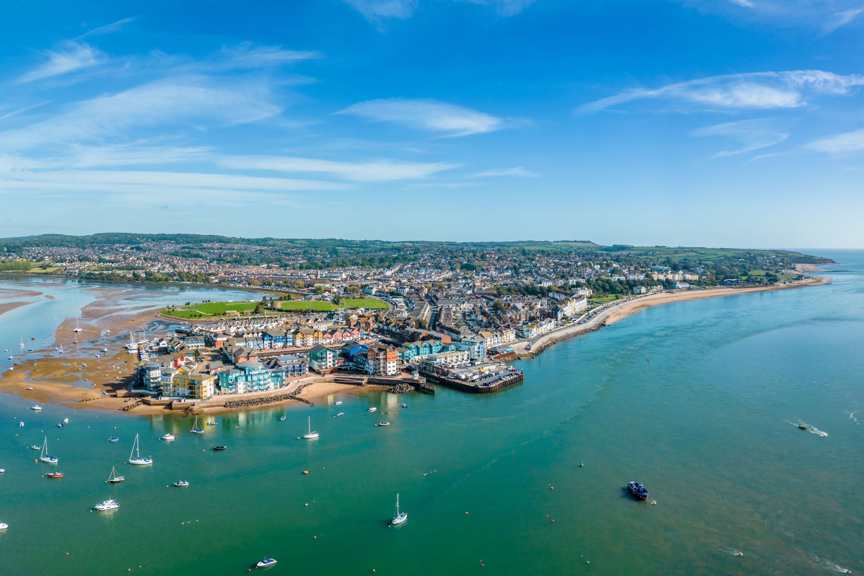 Sunny Exmouth Seafront Panorama in Devon
