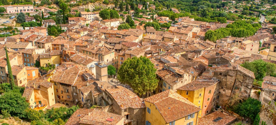 Aerial view of Cotignac, a charming village in Provence, France