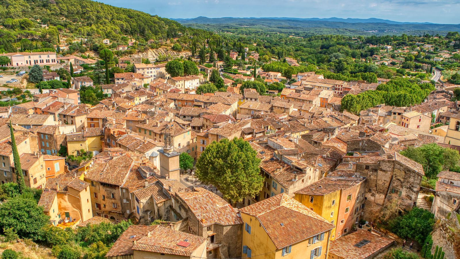 Aerial view of Cotignac, a charming village in Provence, France