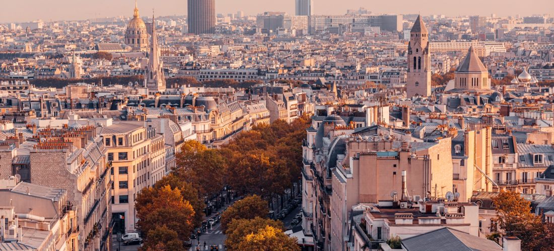 Golden Hour over Paris: Cityscape with Tour Montparnasse