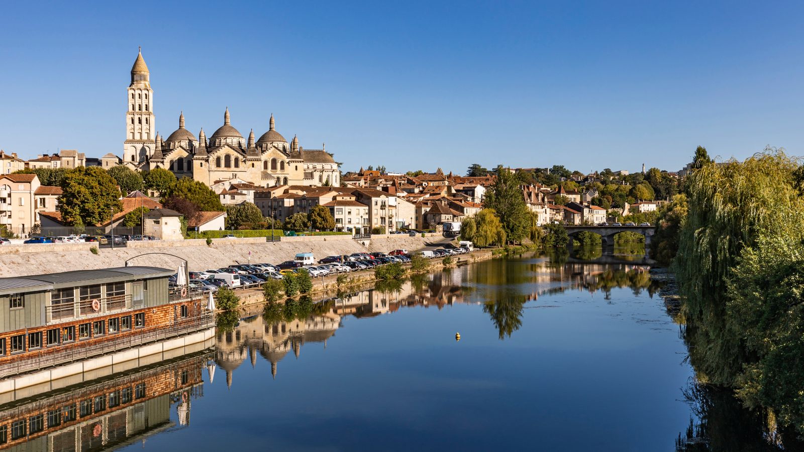Perigueux Cathedral Reflected in the Isle River, France