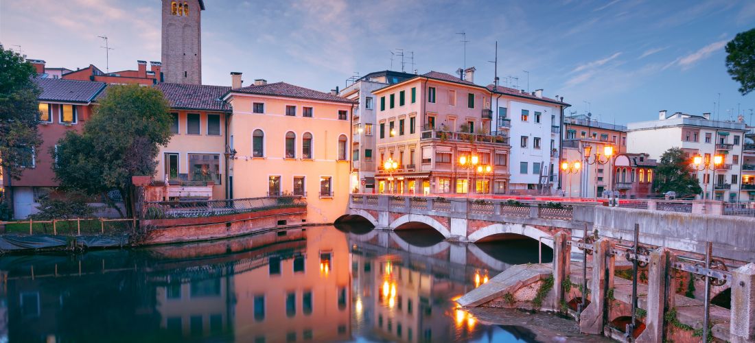 Sunset over the Canals of Treviso, Italy