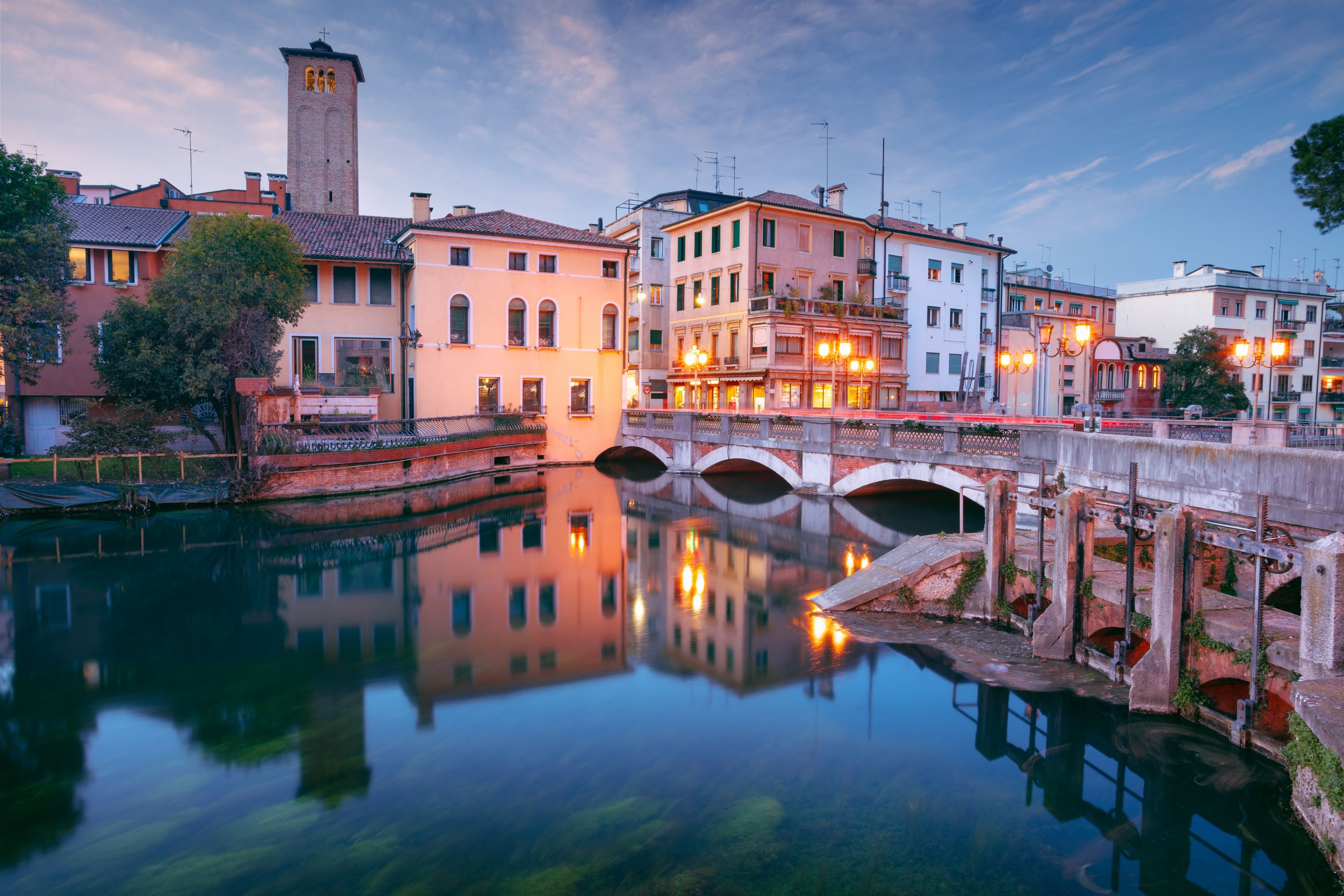 Sunset over the Canals of Treviso, Italy