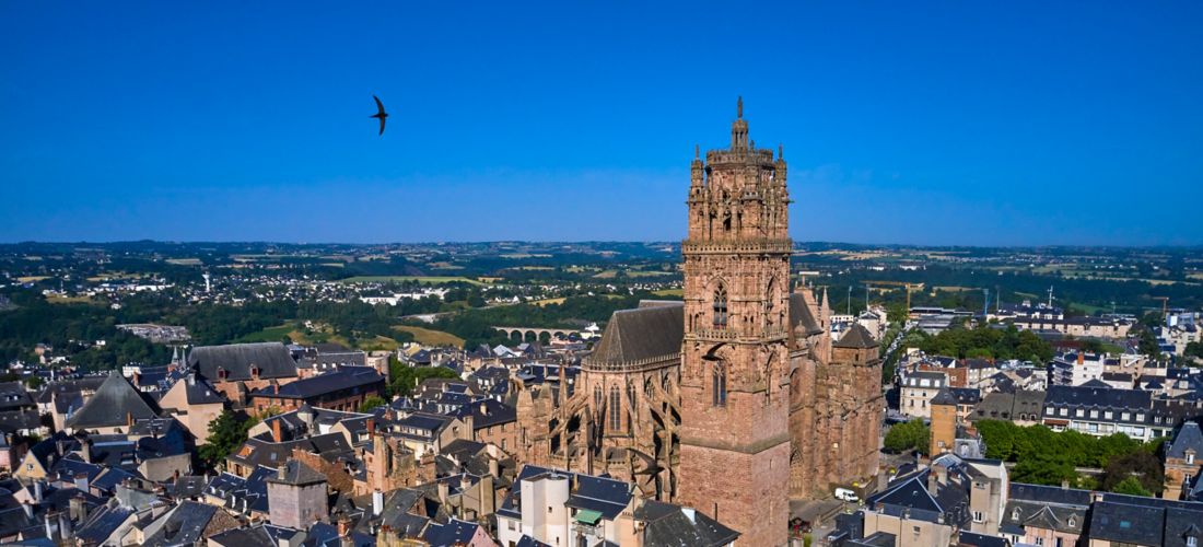 Gothic Notre-Dame Cathedral in Rodez city, France