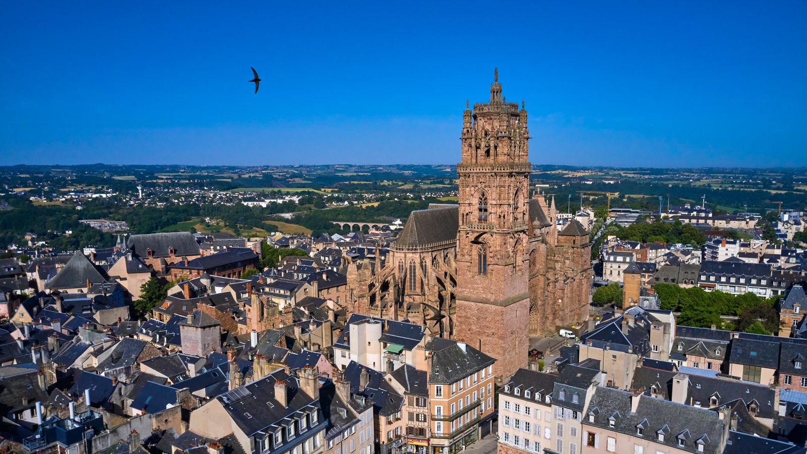 Gothic Notre-Dame Cathedral in Rodez city, France