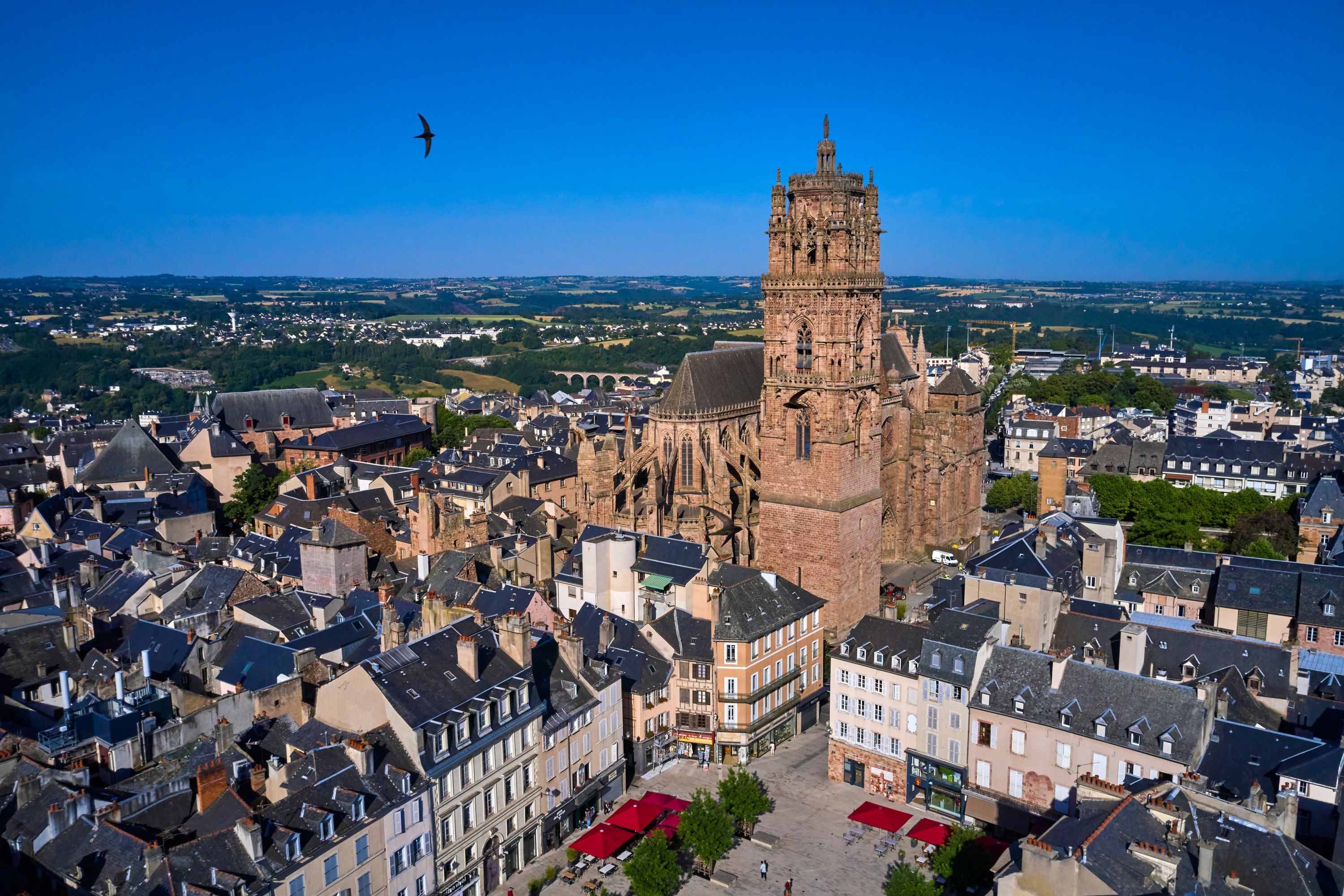 Gothic Notre-Dame Cathedral in Rodez city, France