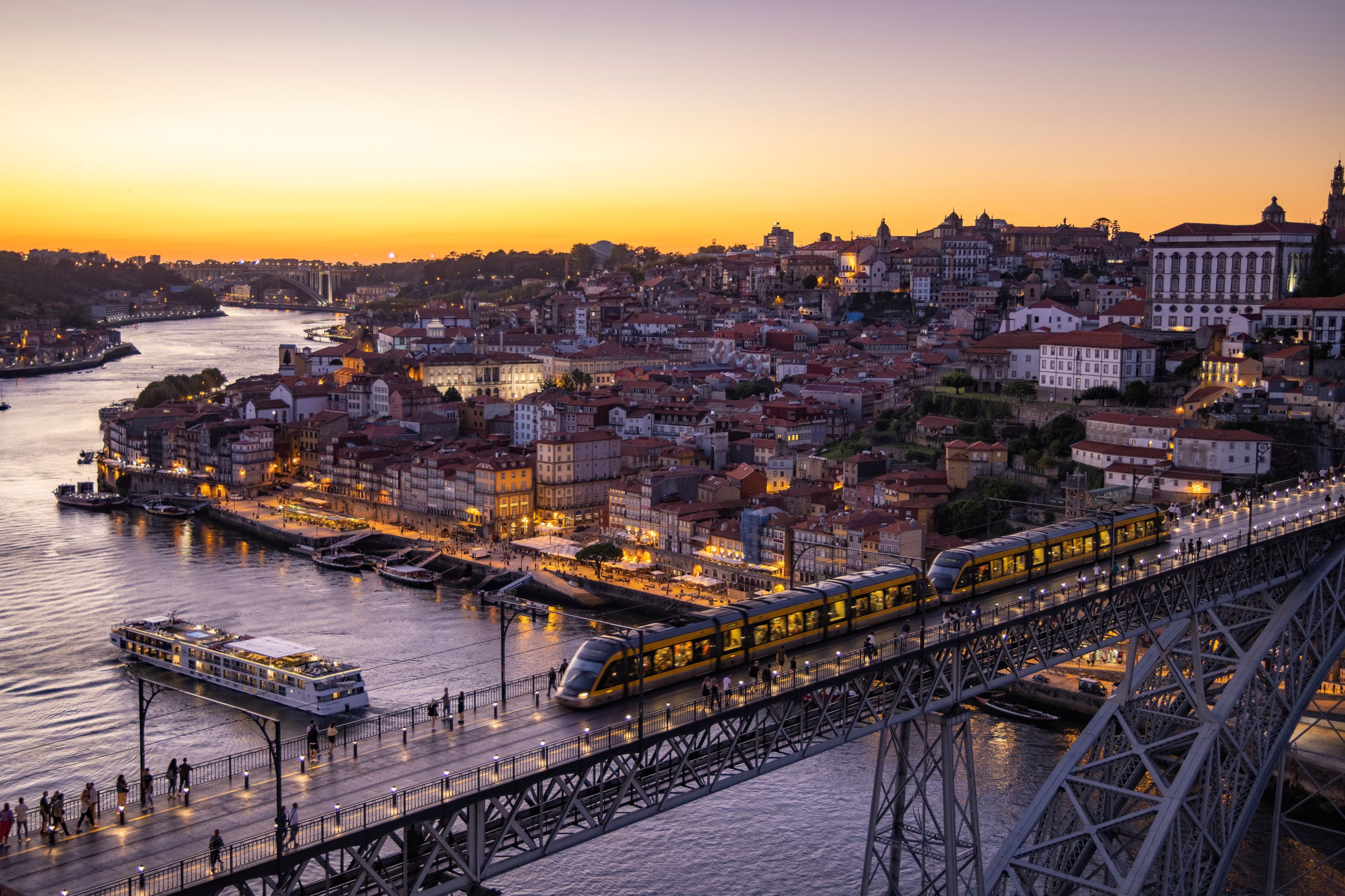 Sunset Over Ponte Dom Luis I Bridge and Ribeira, Porto