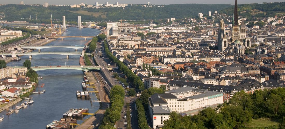 Rouen Cityscape with Seine River and ACCOR Hotel