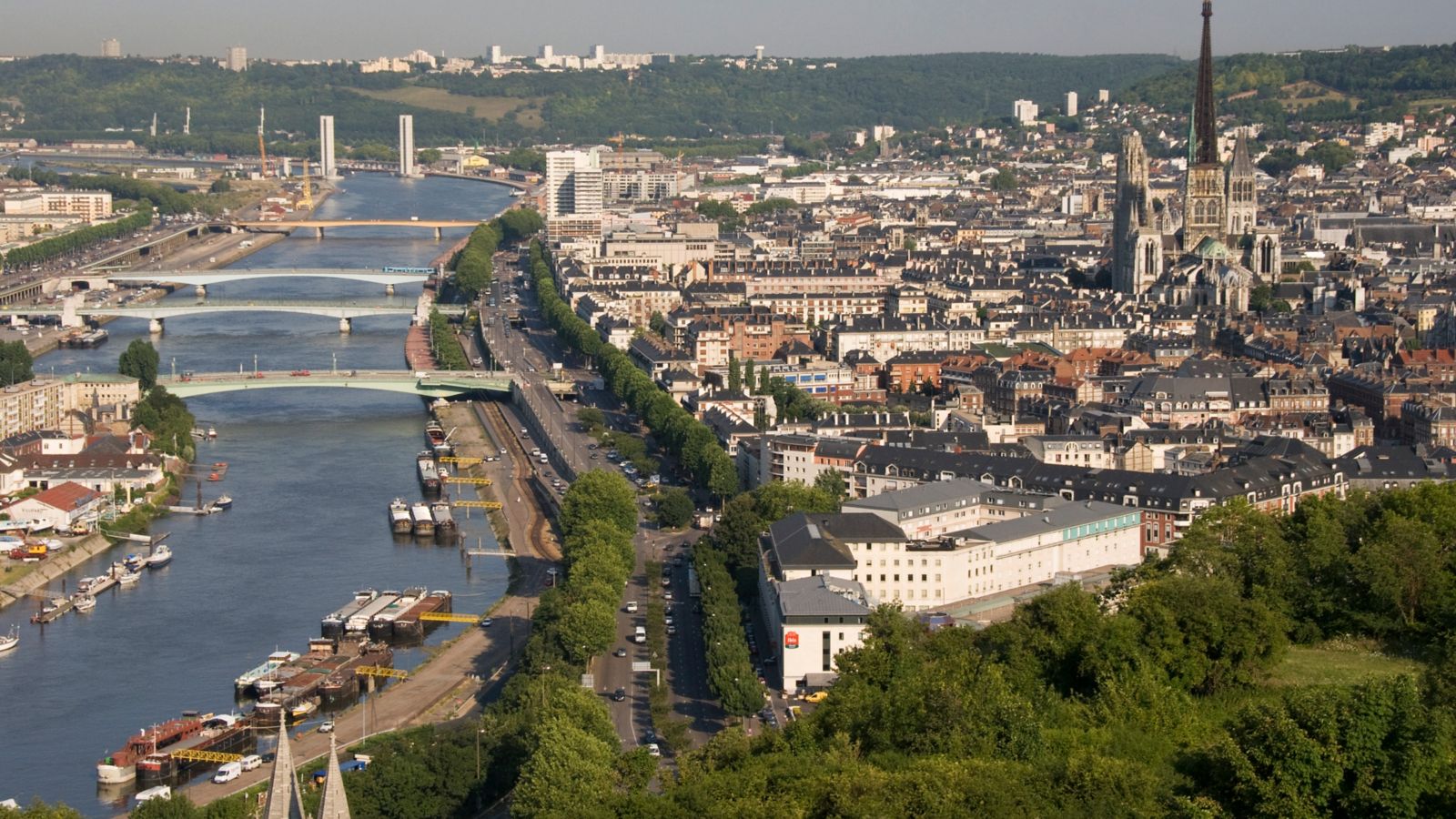 Rouen Cityscape with Seine River and ACCOR Hotel