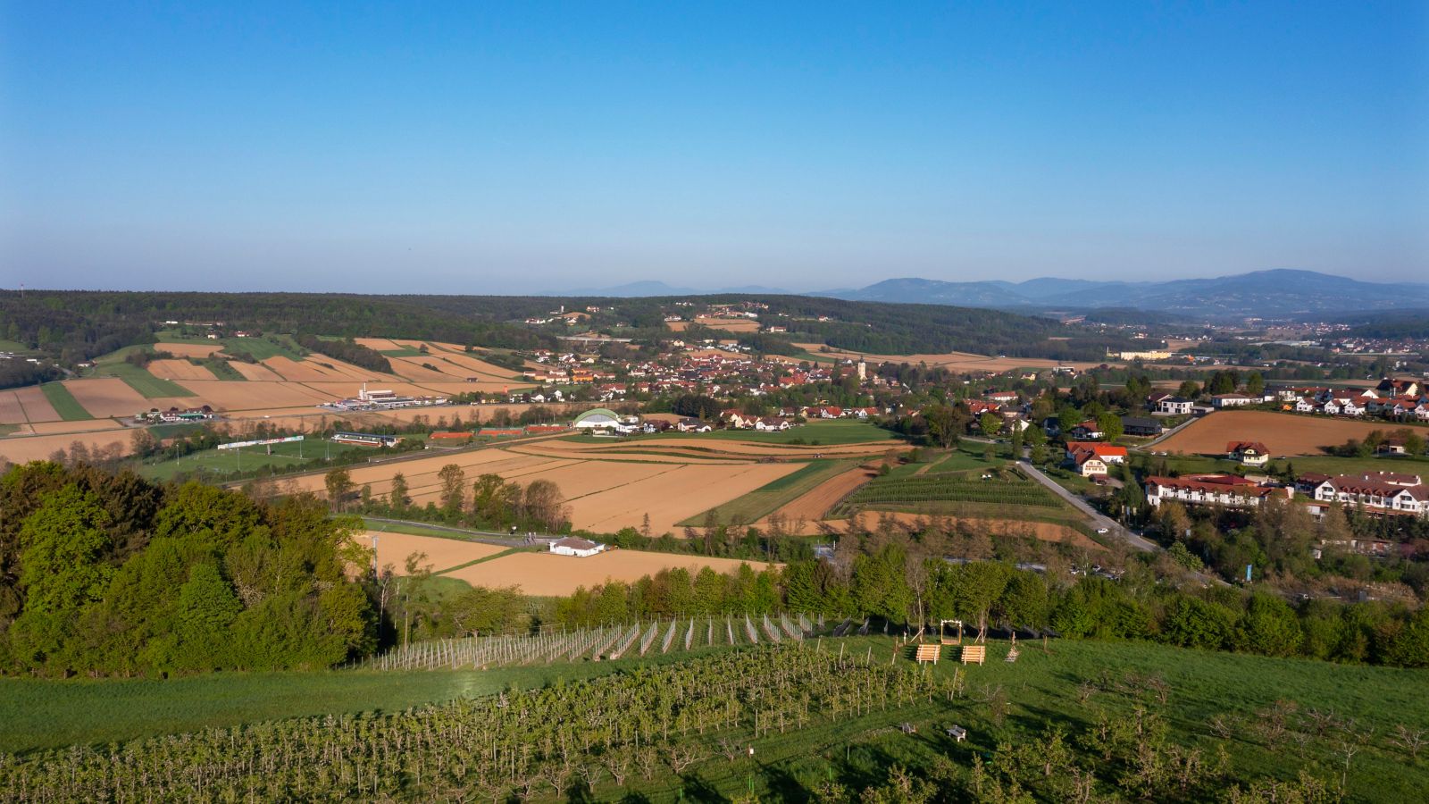 Idyllic Austrian Countryside and Fruit Orchards in Styria