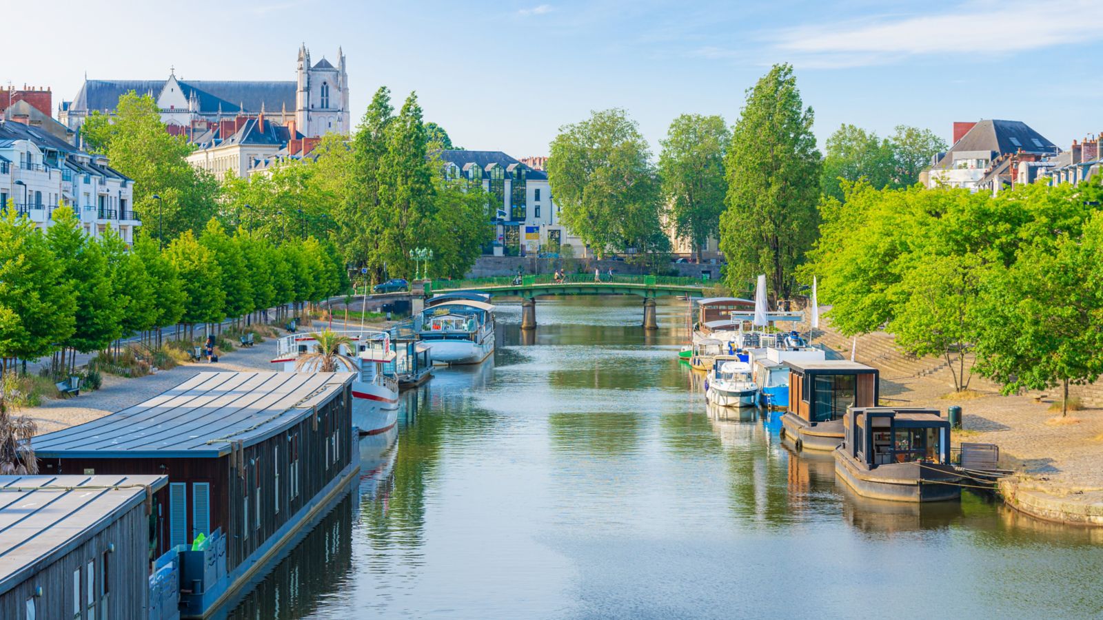 Tranquil Erdre River scene in Nantes, France