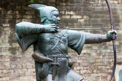 The bronze Robin Hood statue in Nottingham, depicting an archer