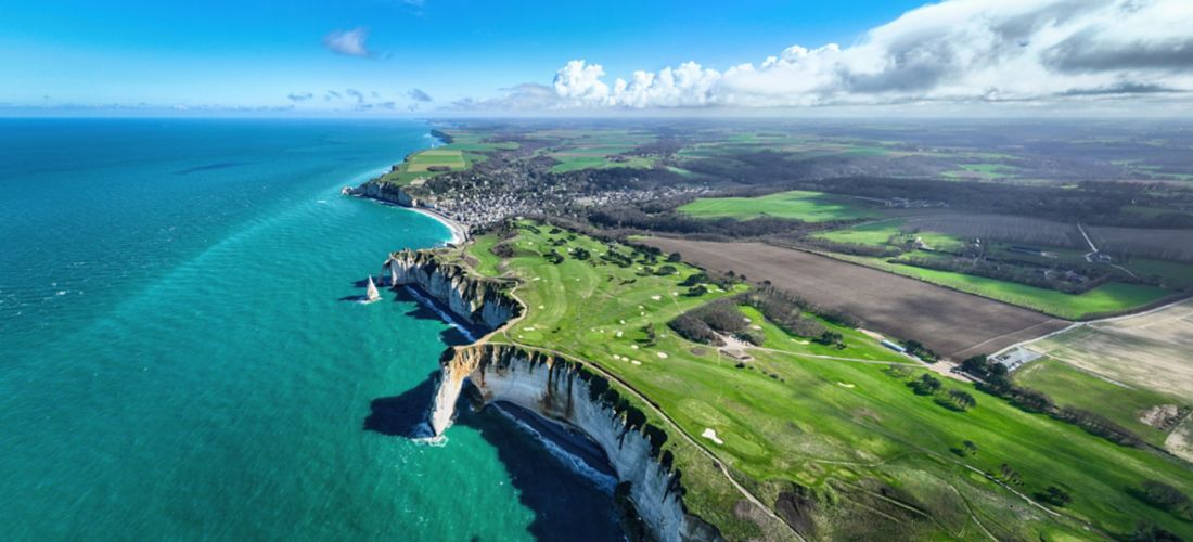Étretat, France: Cliffs and Golf Course Panorama