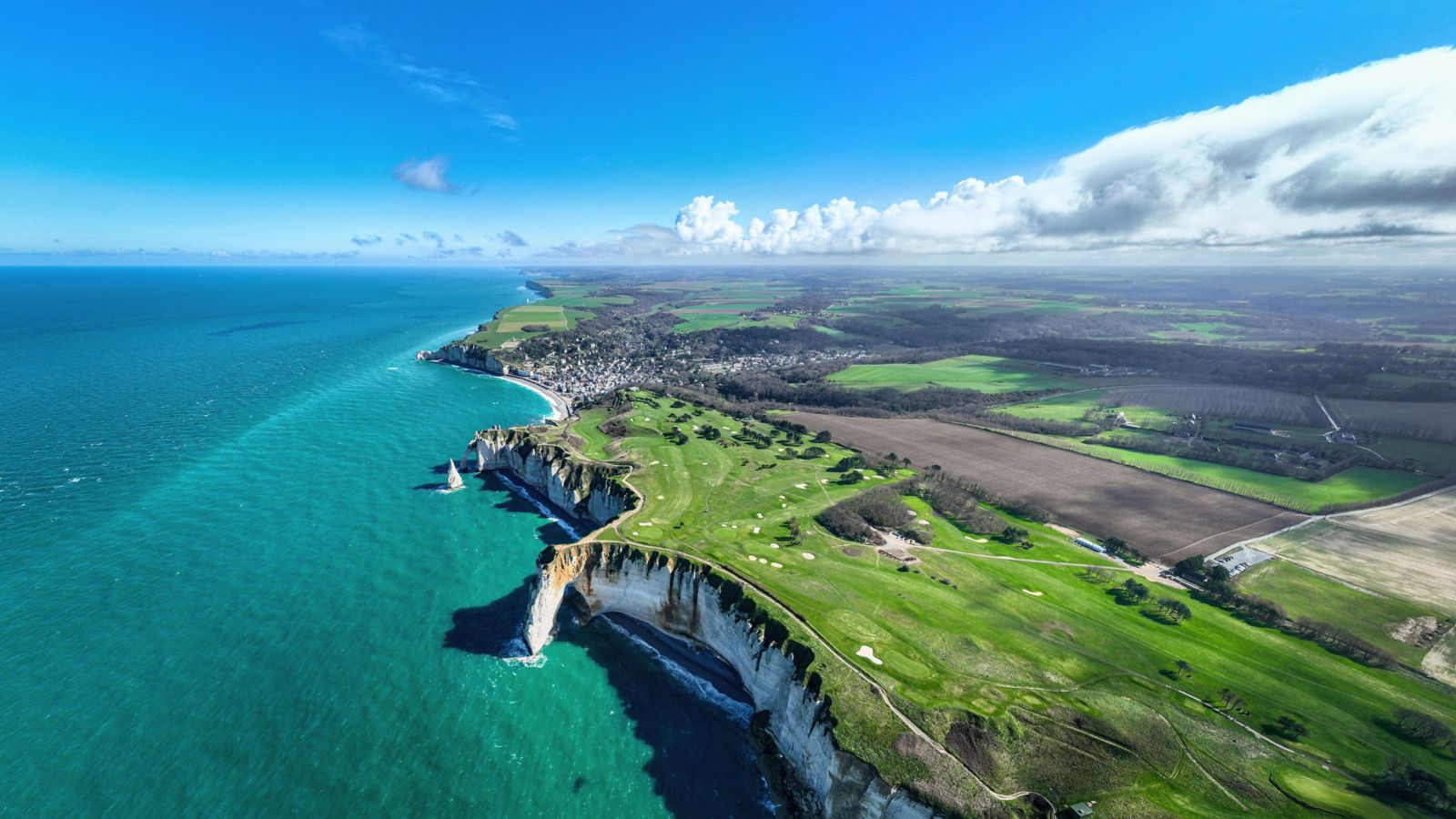Étretat, France: Cliffs and Golf Course Panorama