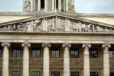 The neoclassical Council House in Nottingham with a carved pediment