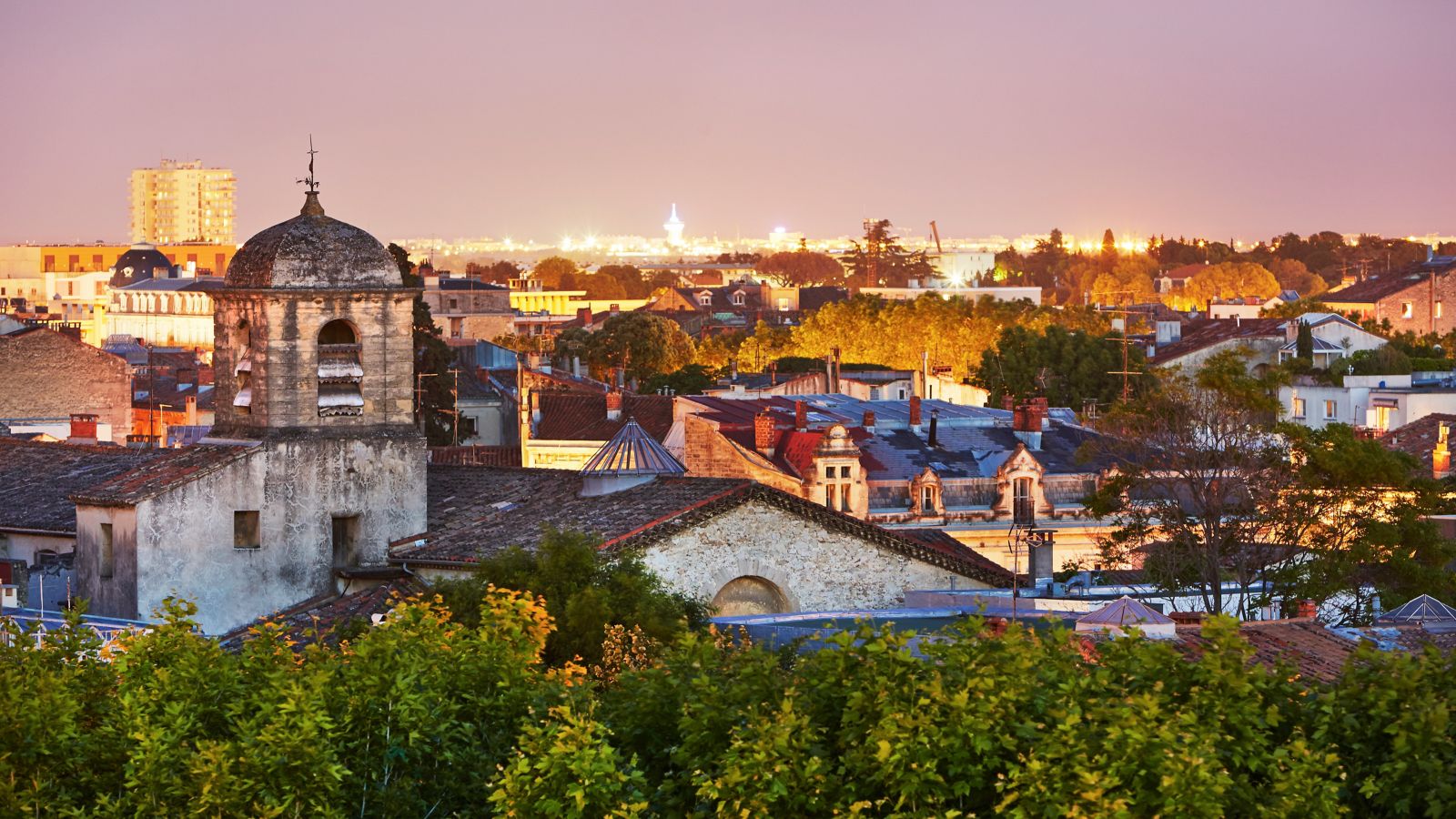 Montpellier Cityscape at Dusk from le Peyrou