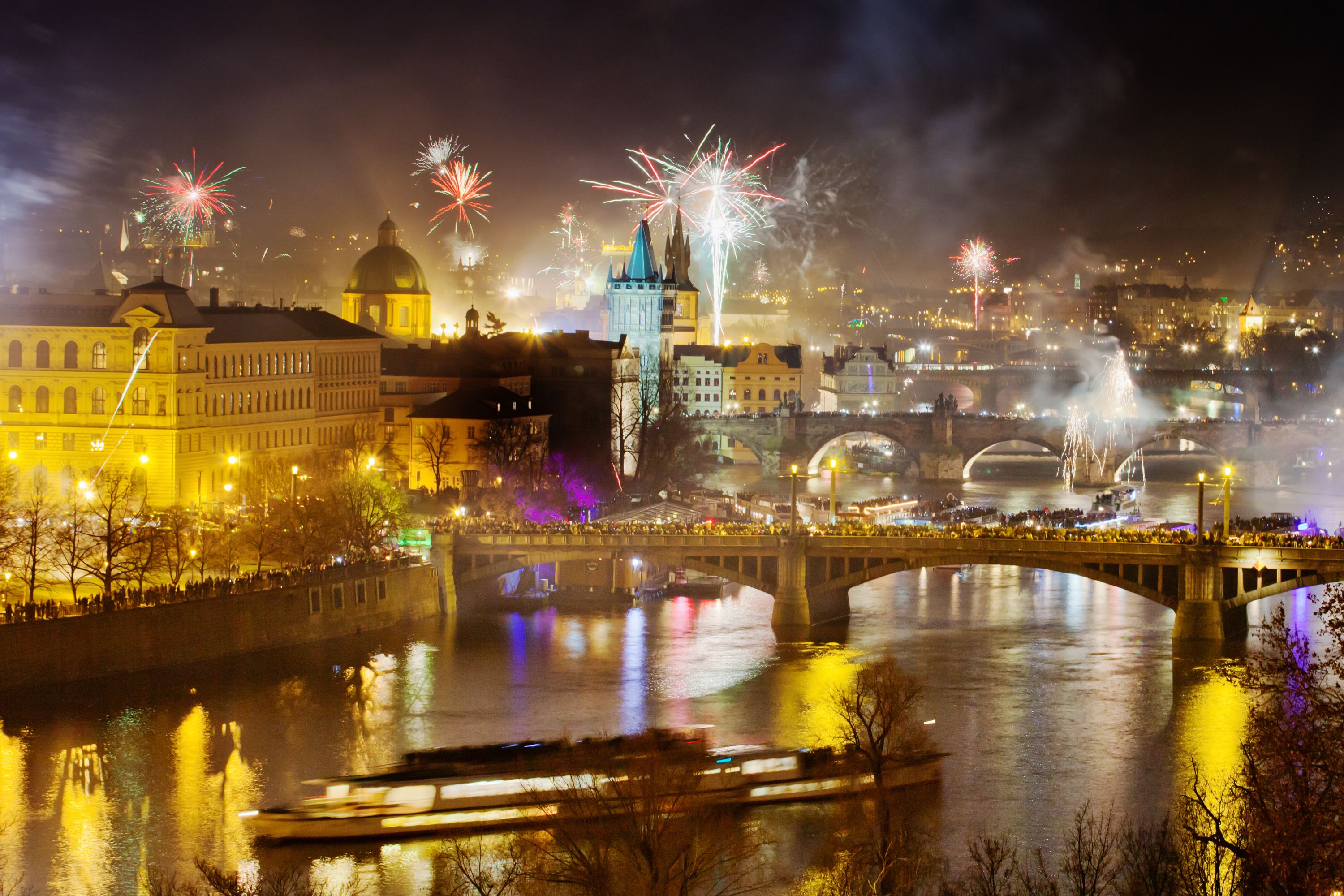 Fireworks over Prague on New Year's Eve