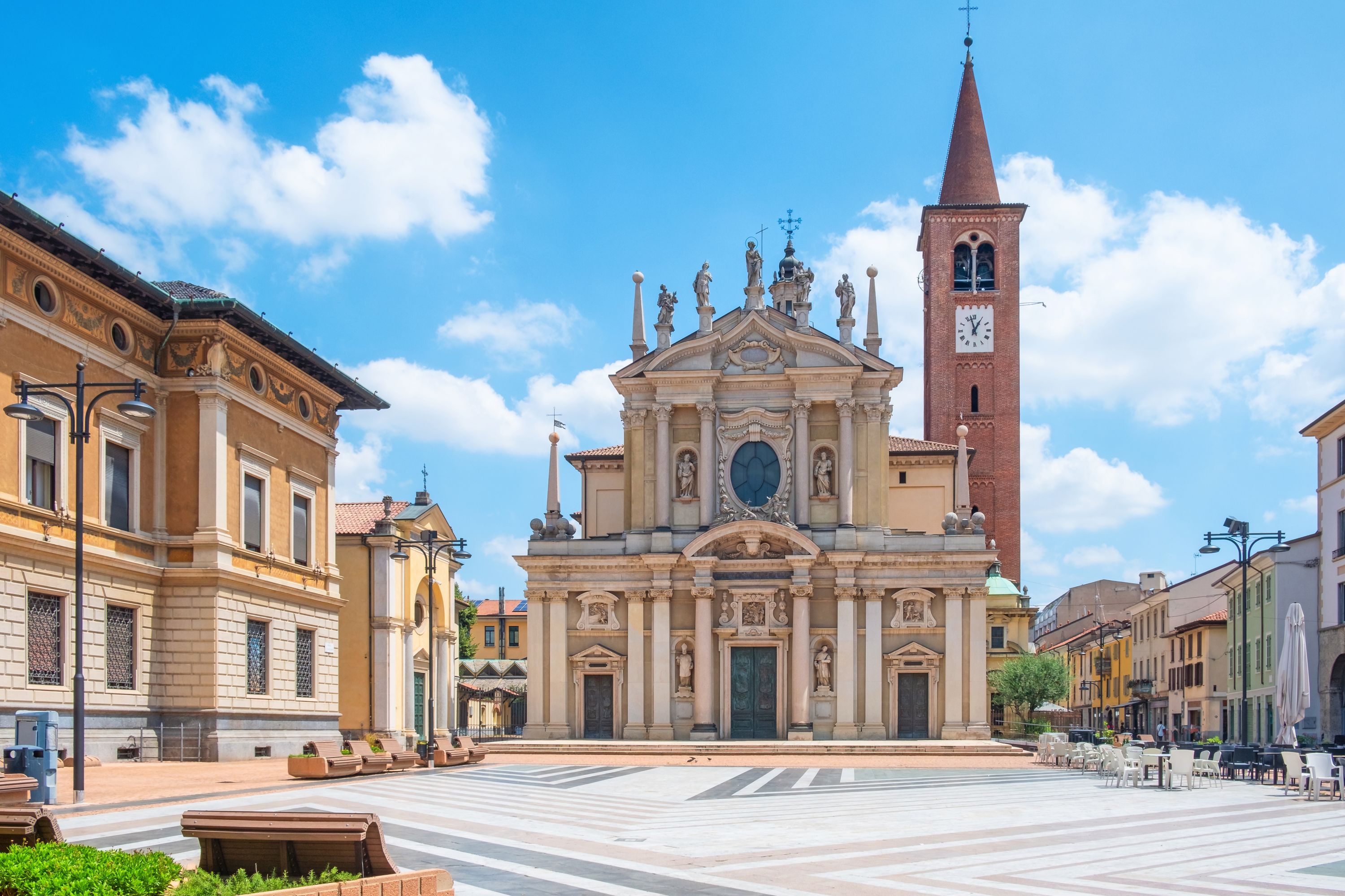 Piazza San Giovanni and Basilica San Giovanni Battista, Busto Arsizio, Italy