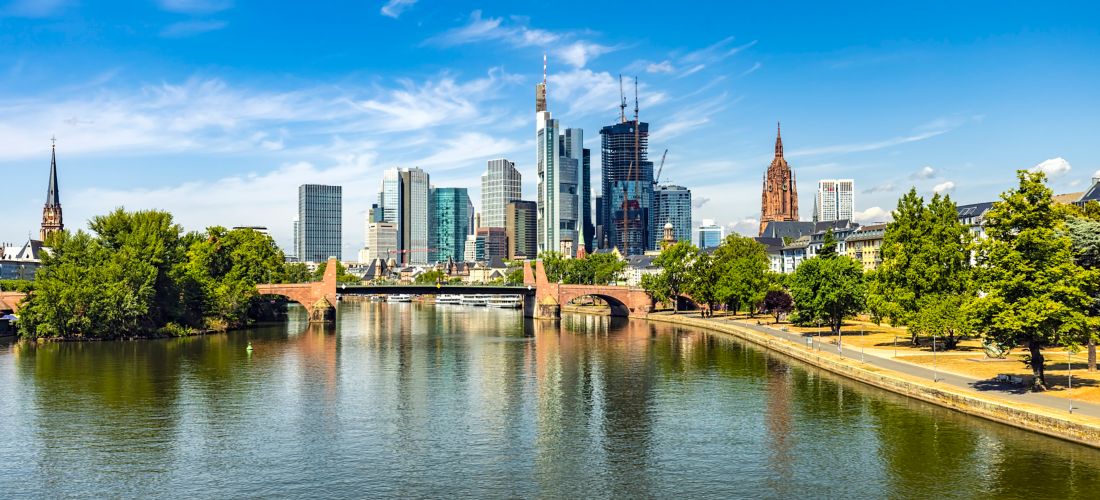 Frankfurt Skyline Serenity: A Summer Day on the River Main