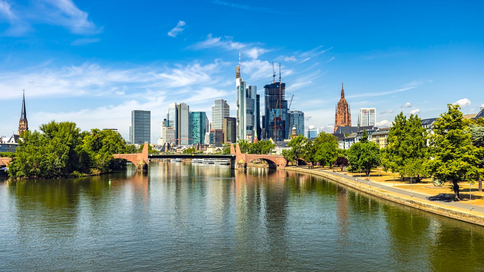 Frankfurt Skyline Serenity: A Summer Day on the River Main