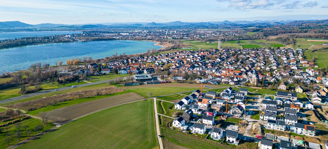 Markelfingen and Lake Constance: Aerial View of Town and New Development