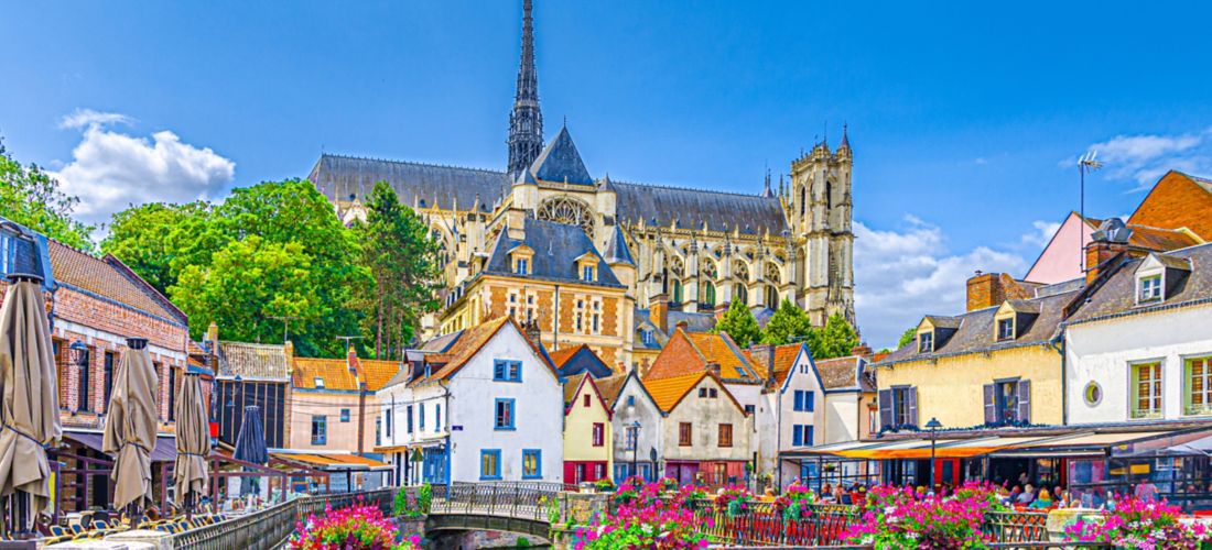 Amiens Old Town: Canal View with Cathedral