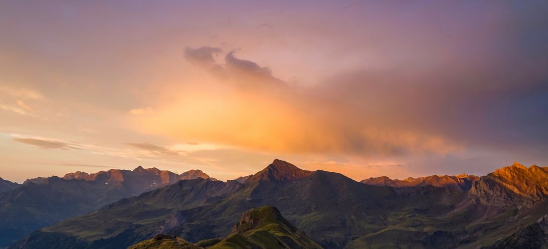 Golden Sunset over the Rocky Mountains of Hautes-Pyrénées