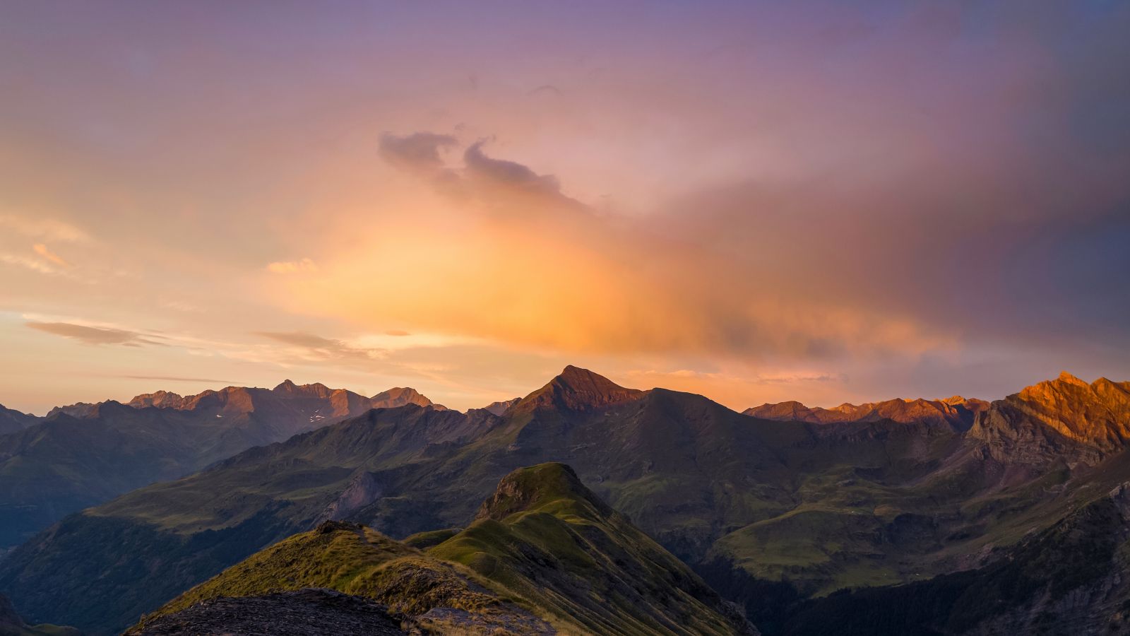 Golden Sunset over the Rocky Mountains of Hautes-Pyrénées