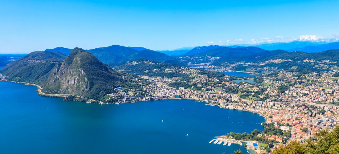 Panoramic Vista of Lake Lugano from Monte Bre