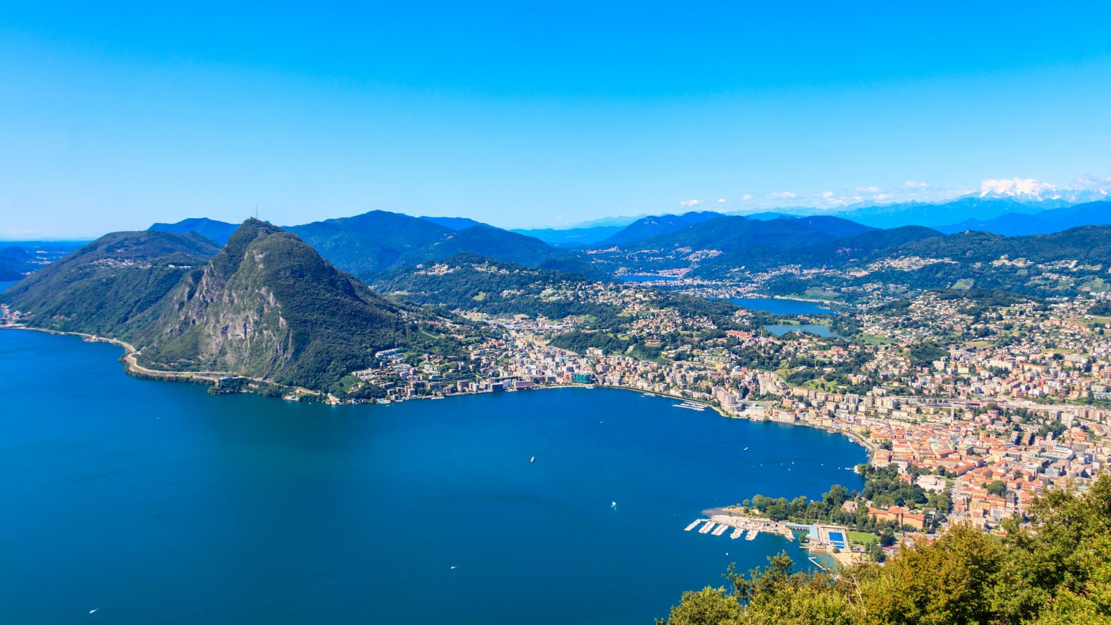 Panoramic Vista of Lake Lugano from Monte Bre