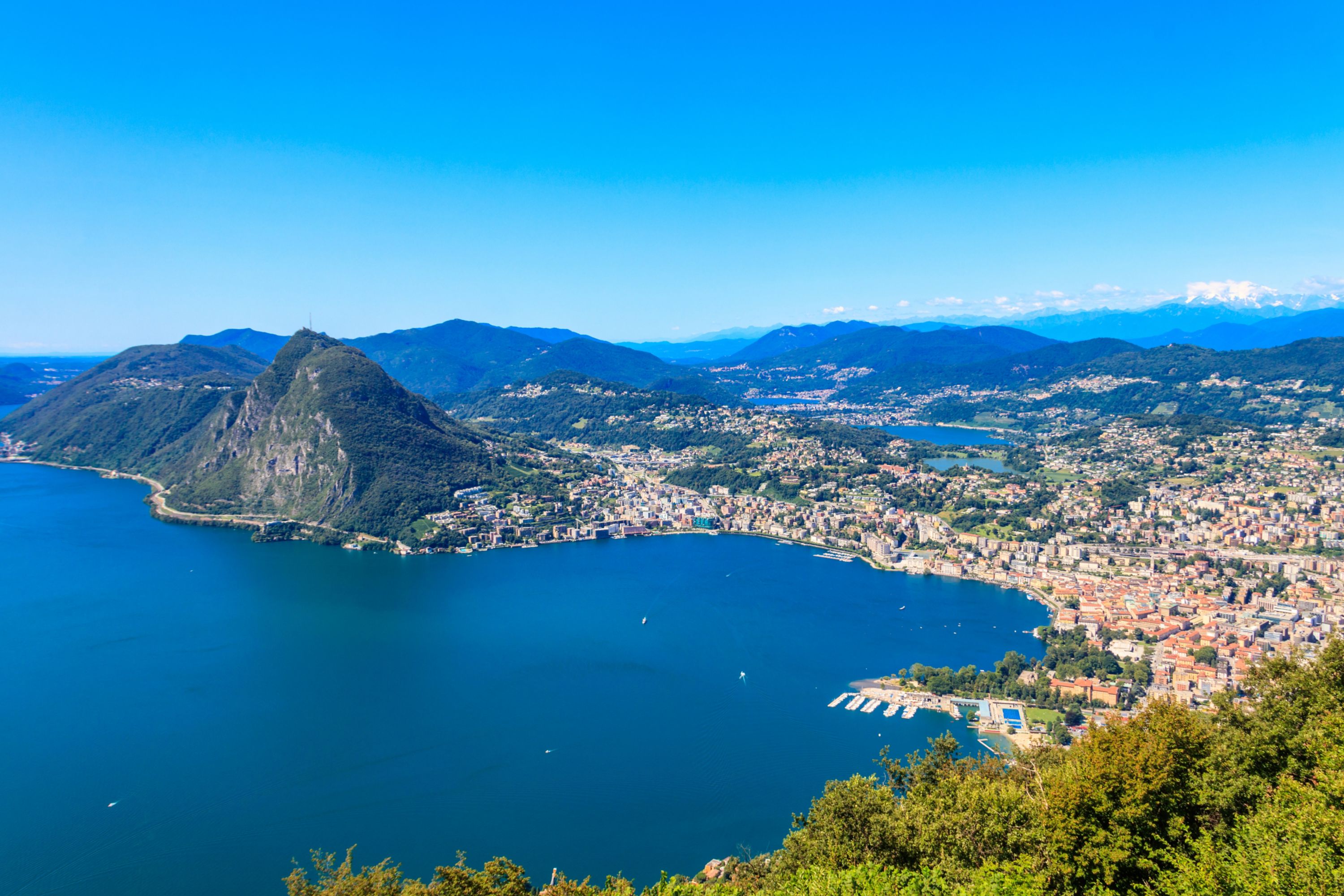 Panoramic Vista of Lake Lugano from Monte Bre