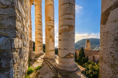 The colonnaded Trophy of Augustus in La Turbie village near Nice, France