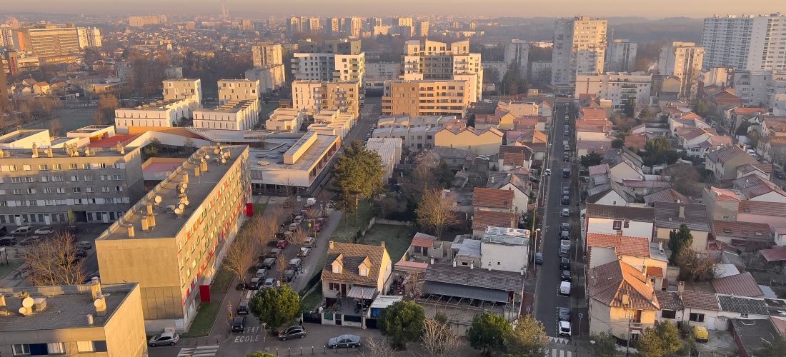 Golden Hour over Parisian Suburbs