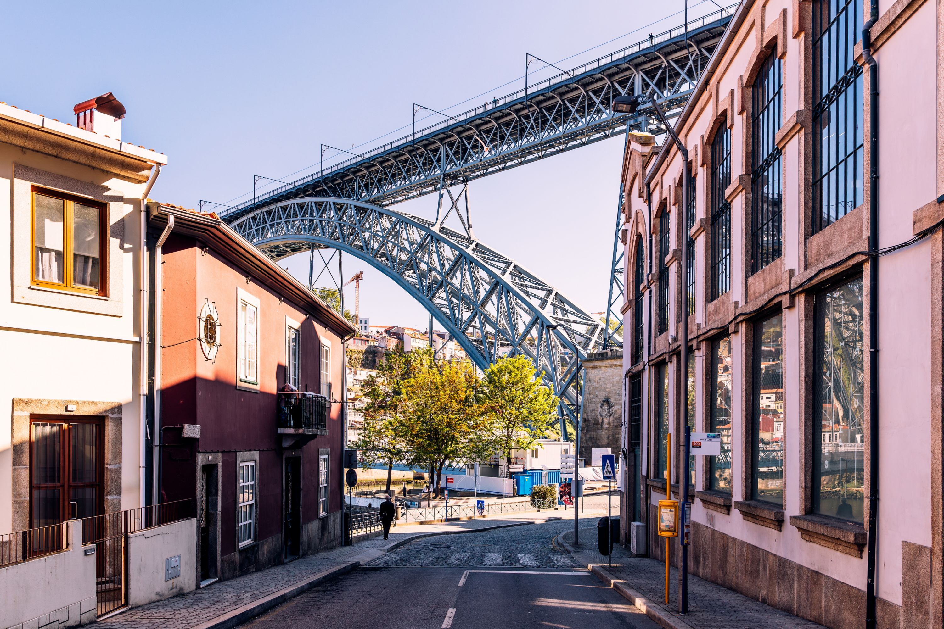 Porto Street Scene with Dom Luis I Bridge