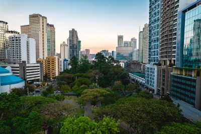 Urban Oasis: City Park at Sunset