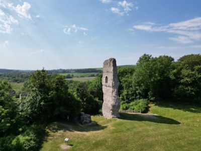 The ruins of Bamber Castle along the Downs Link cycle trail, South Downs National Park