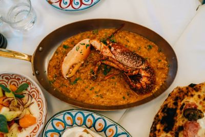 Seafood risotto, a common dish in Italian restaurants in Paris