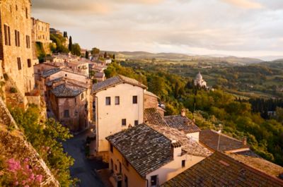 Montepulciano, a quaint hill town close to the Avignonesi wine estate in Tuscany