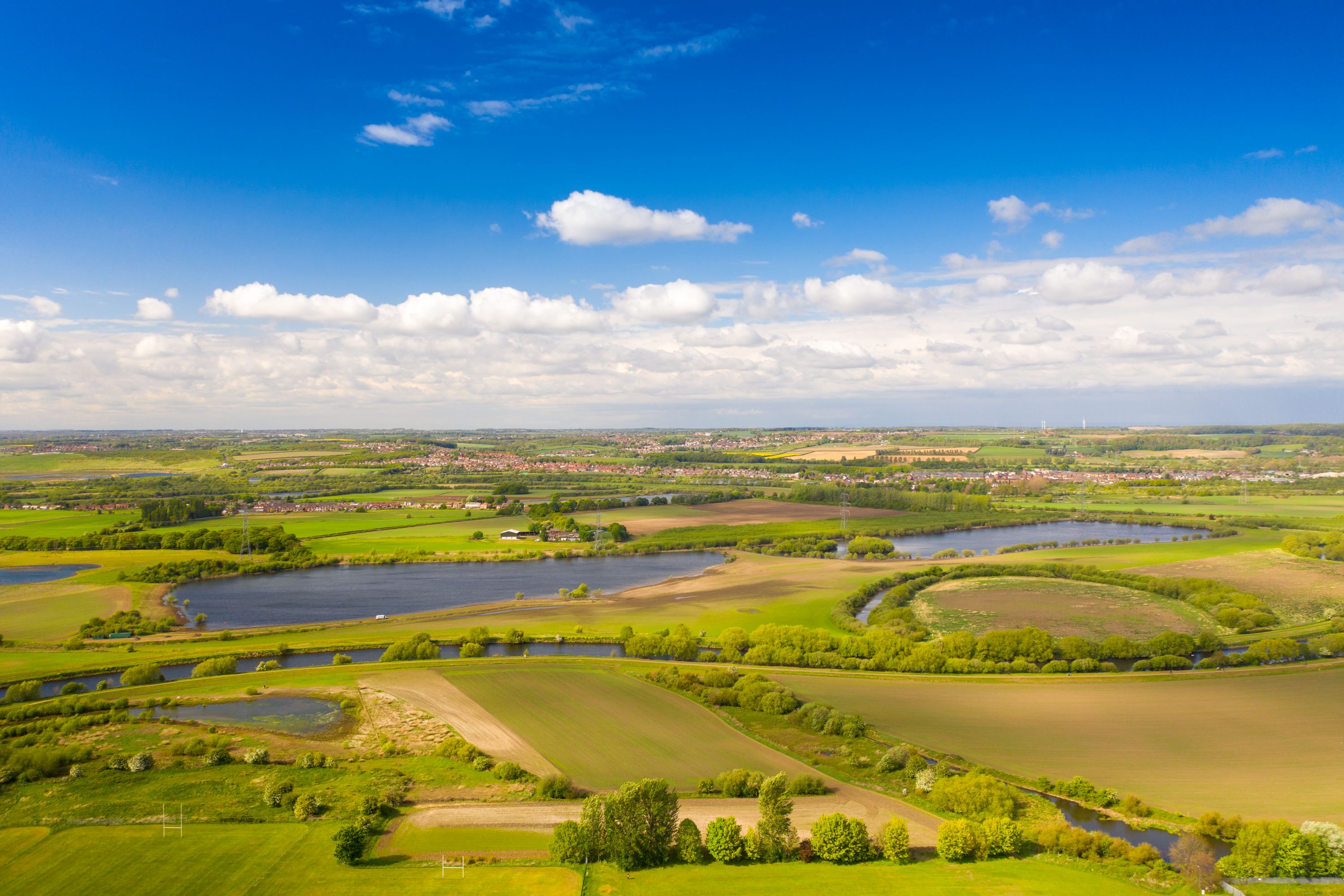 Scenic Springtime Aerial View of Castleford, West Yorkshire