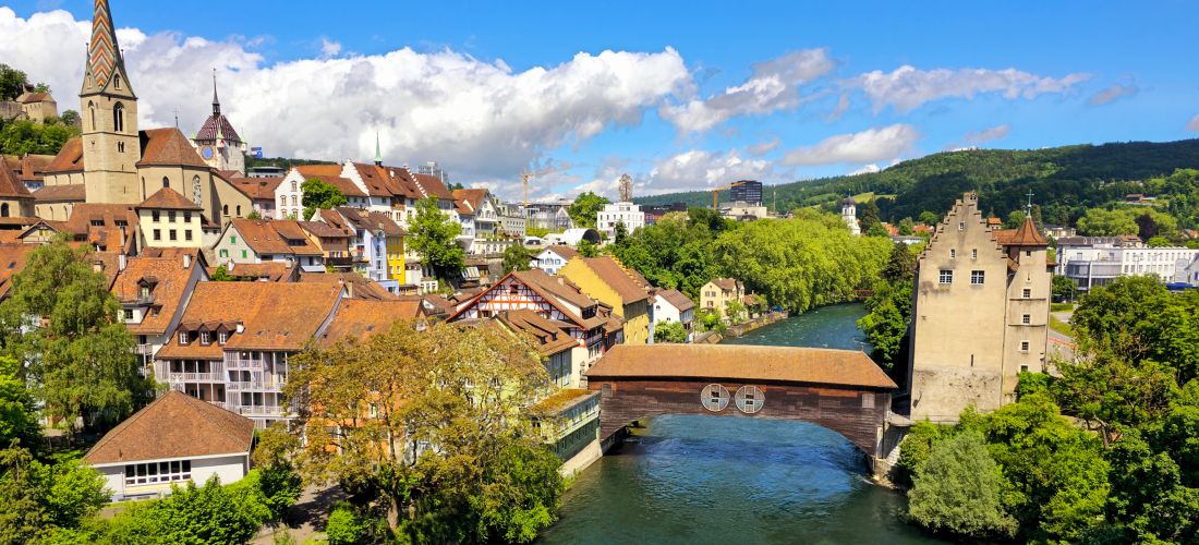 Springtime Panorama of Baden, Switzerland