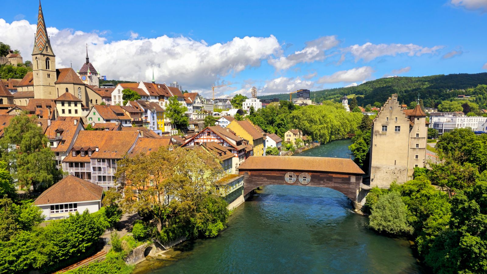 Springtime Panorama of Baden, Switzerland